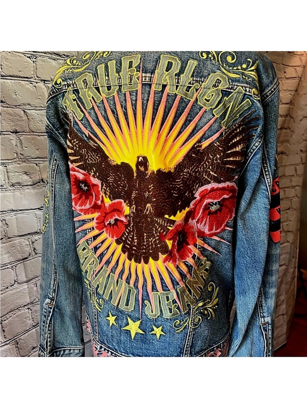 TRUE RELIGION SUN & STARS EMBROIDERED JEAN JACKET